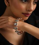 Gold plated kundan green enamel bangle