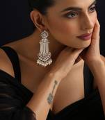 Gold plated Kundan Pearls dangler earrings