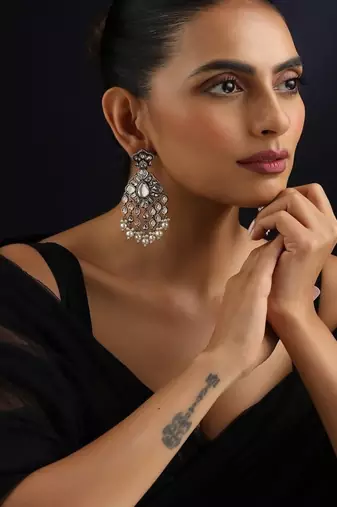 Gold plated Kundan dangler earrings