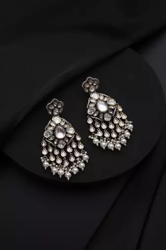 Gold plated Kundan dangler earrings
