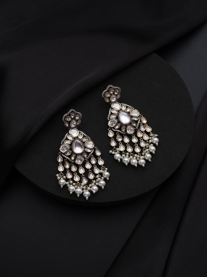 Gold plated Kundan dangler earrings