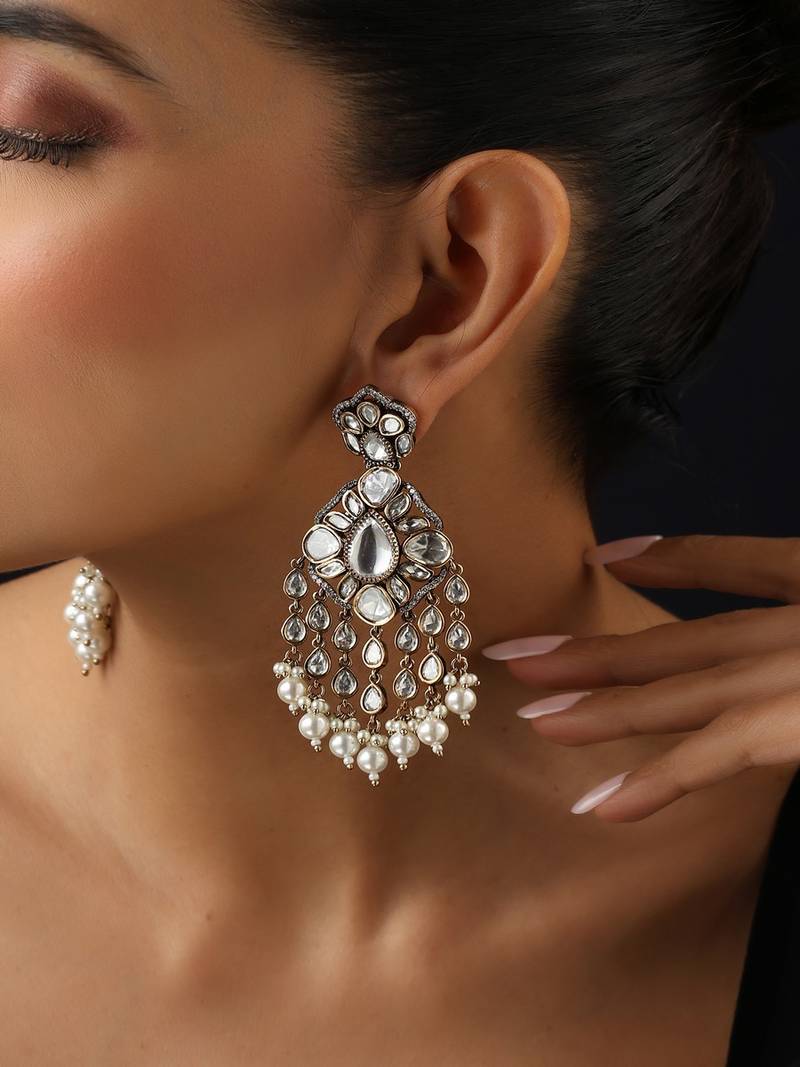 Gold plated Kundan dangler earrings