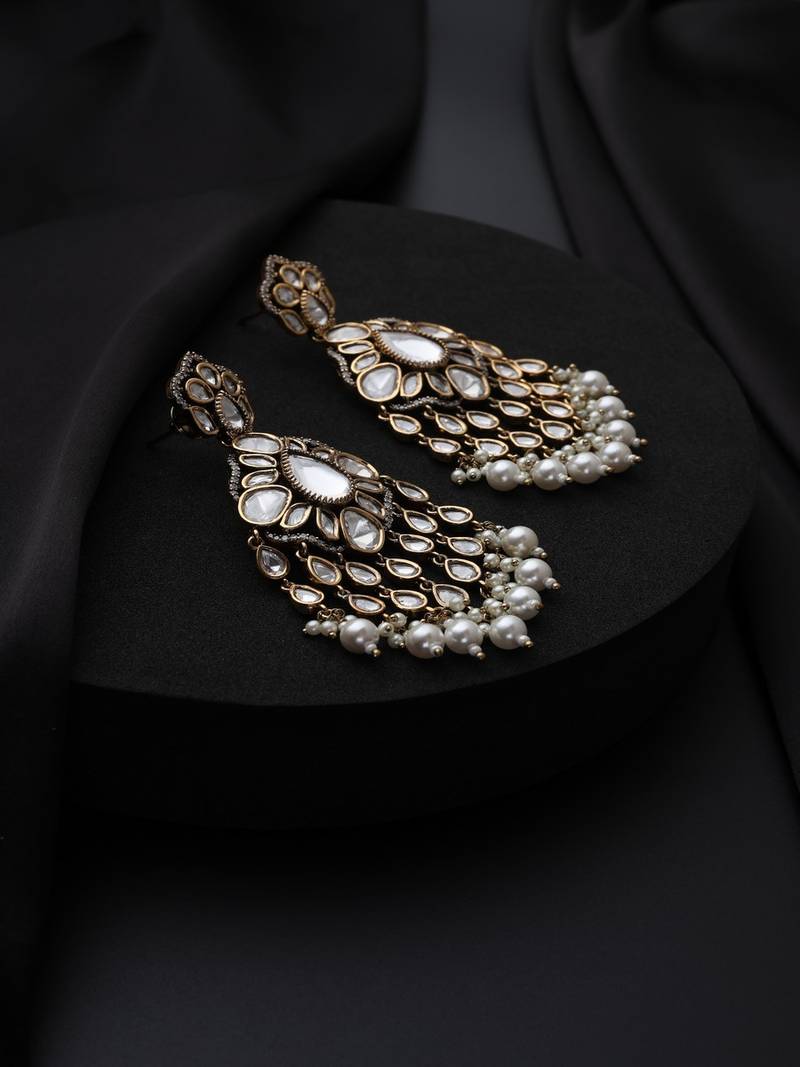 Gold plated Kundan dangler earrings