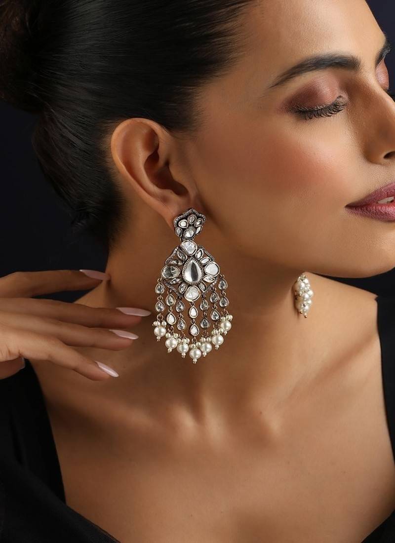 Gold plated Kundan dangler earrings