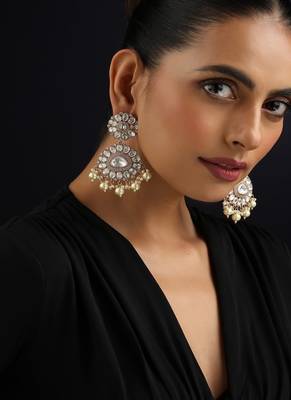 gold plated Kundan dangler earrings 1