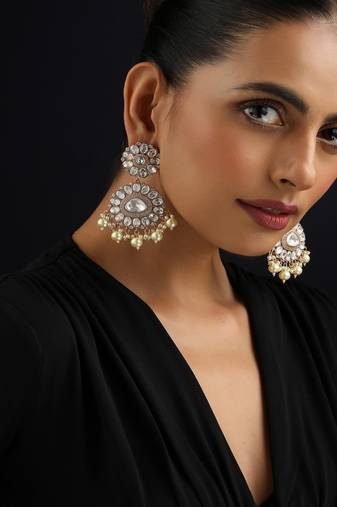 gold plated Kundan dangler earrings