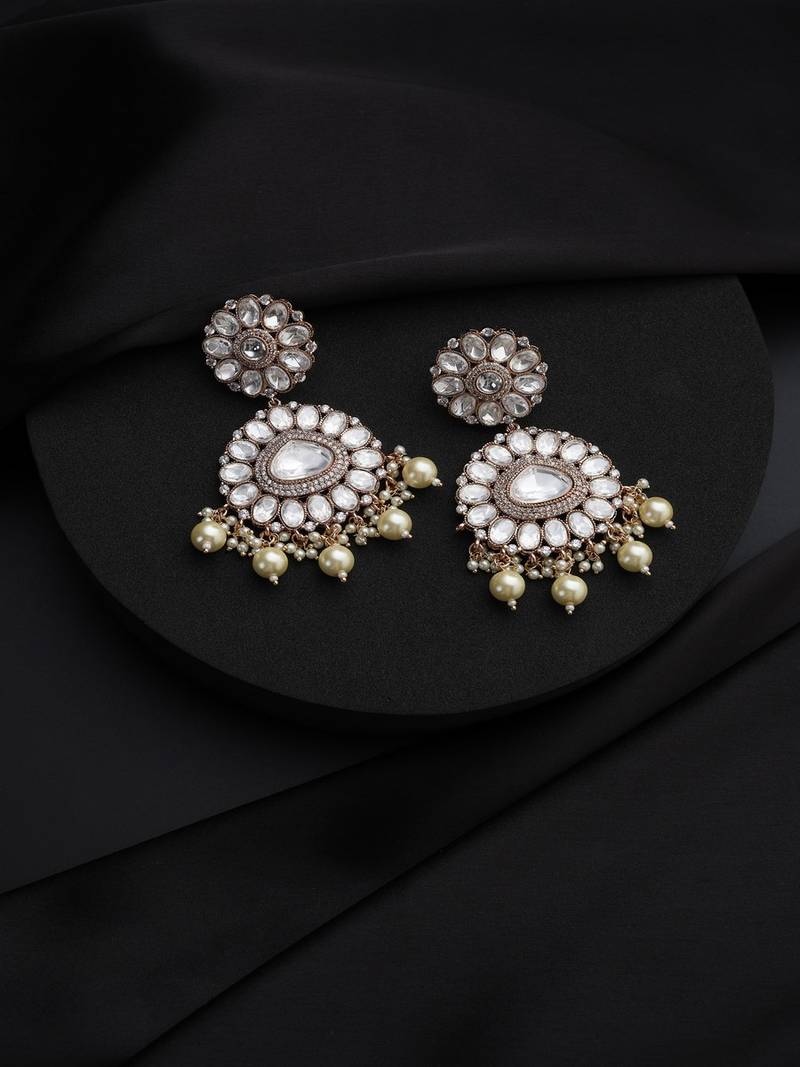 gold plated Kundan dangler earrings