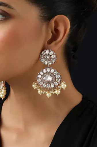 gold plated Kundan dangler earrings