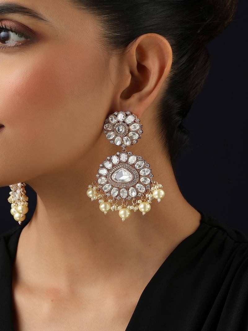 gold plated Kundan dangler earrings