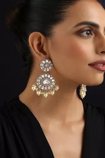 gold plated Kundan dangler earrings