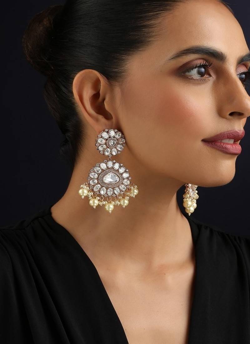 gold plated Kundan dangler earrings