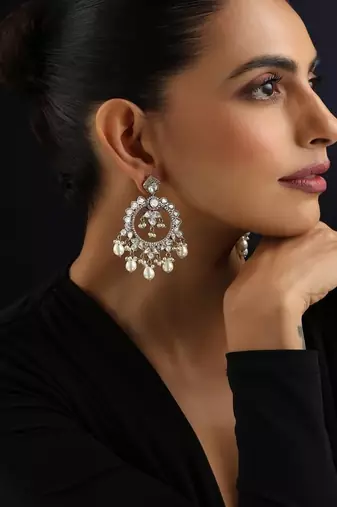 Gold plated polki dangler earrings
