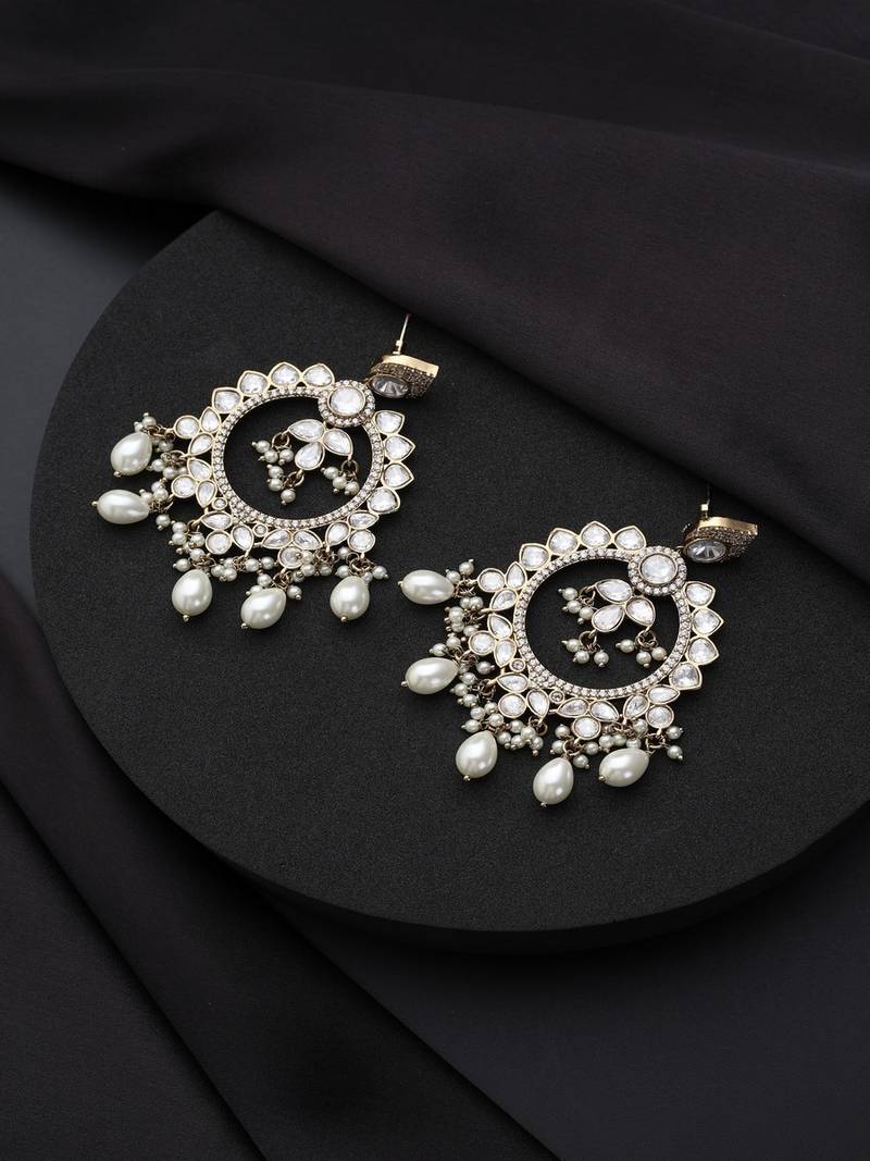 Gold plated polki dangler earrings