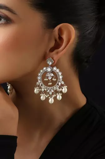 Gold plated polki dangler earrings