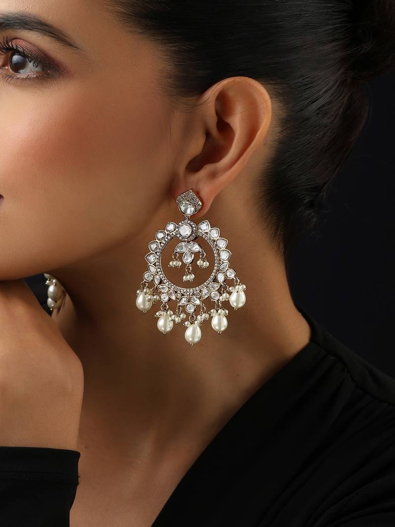 Gold plated polki dangler earrings