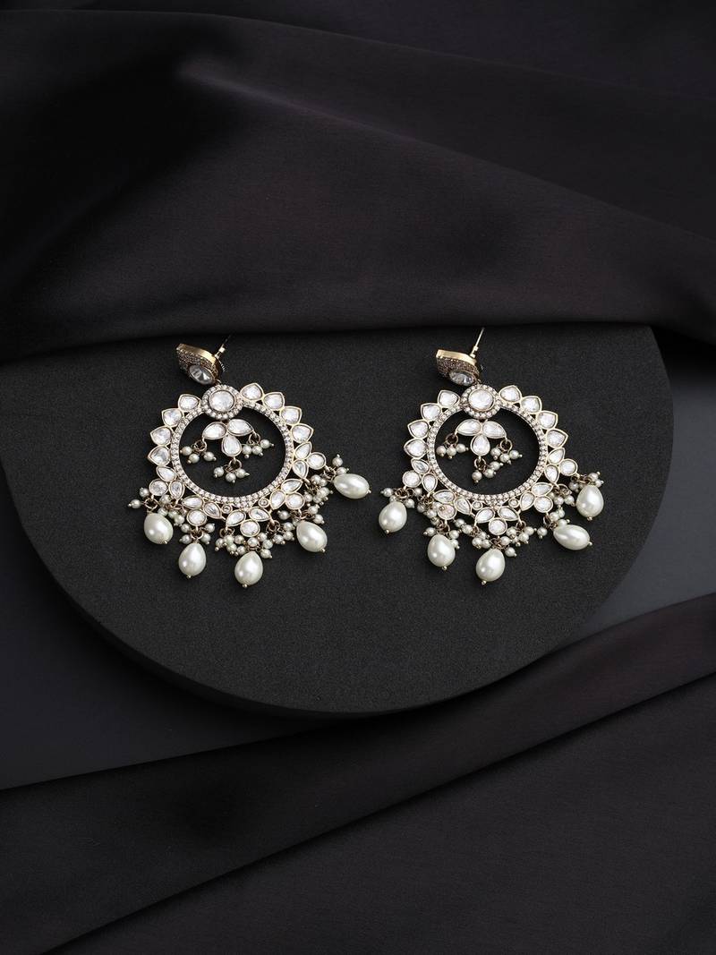 Gold plated polki dangler earrings