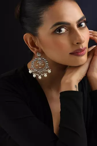 Gold plated polki dangler earrings