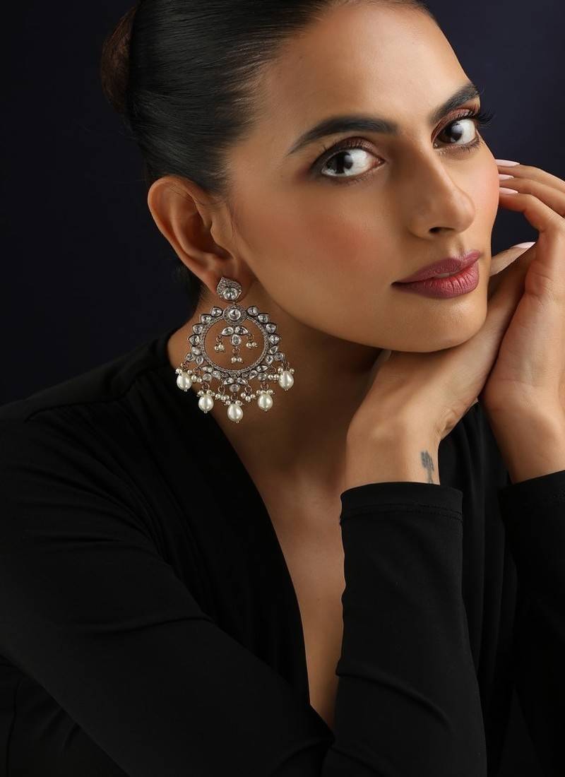 Gold plated polki dangler earrings