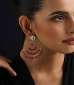 Gold plated red stone polki earrings