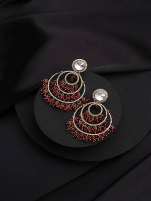 Gold plated red stone polki earrings 2