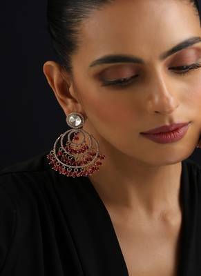 Gold plated red stone polki earrings 5