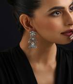 Silver plated kundan jhumkas