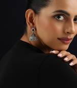 Silver plated kundan jhumkas