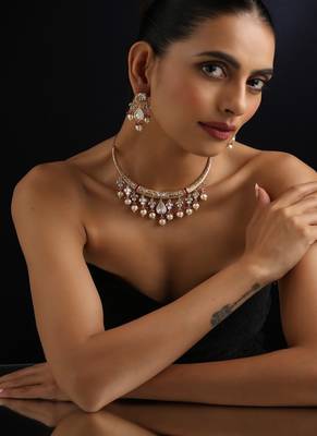 Gold plated polki necklace set 1