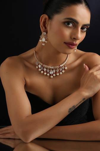 Gold plated polki necklace set