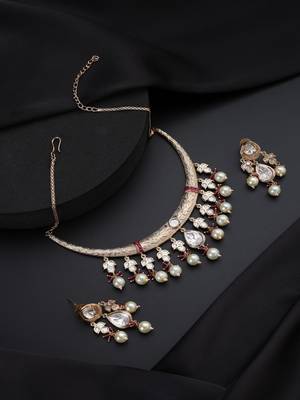 Gold plated polki necklace set 2