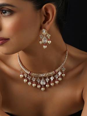Gold plated polki necklace set 3