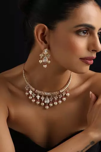 Gold plated polki necklace set