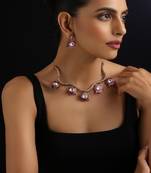 Gold plated red stone Kundan necklace set