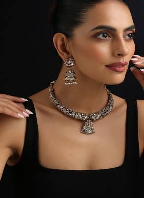 Gold plated polki necklace set 1