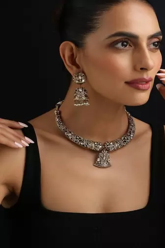 Gold plated polki necklace set