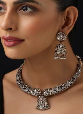 Gold plated polki necklace set 3