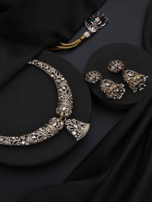 Gold plated polki necklace set 4