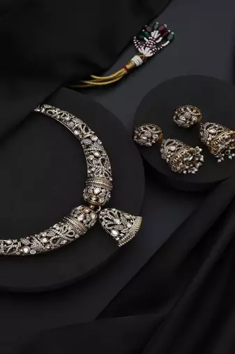Gold plated polki necklace set
