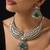 Gold plated green stone polki necklace set
