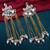 Elegant ruby kundan & beads chain dangler earrings for women & girls.