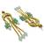 Elegant mint kundan & beads chain dangler earrings for women & girls.