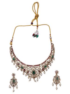 Trendy ruby green necklace set 2