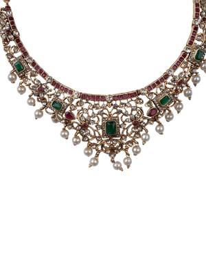 Trendy ruby green necklace set 3