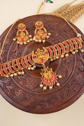 Gold plated goddess choker set