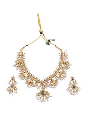 Gold plated pearl necklace set 2