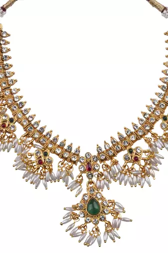 Gold plated pearl necklace set
