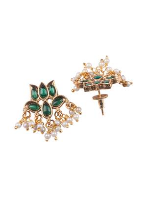 Gold plated green lotus necklace set 5