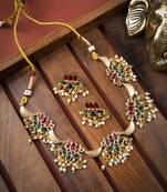 Gold plated muticolor lotus necklace set