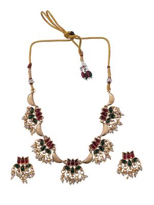 Gold plated muticolor lotus necklace set 2