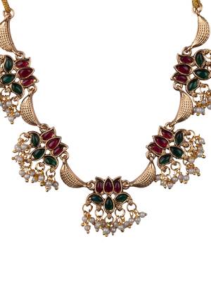 Gold plated muticolor lotus necklace set 3